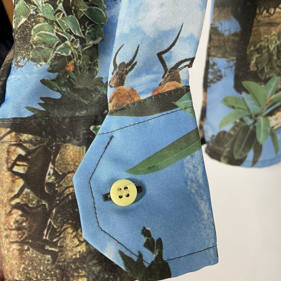 Vtg 70s Club Dagger Collar Disco Mens LG Silky Polyester Wild Animal Photo Pics - Picture 4 of 8